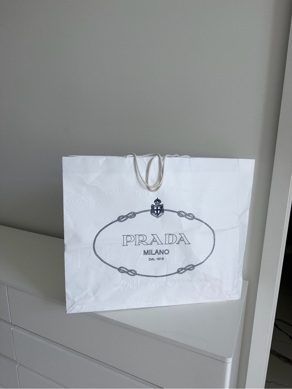 Prada White Branded Paper Shopping Bag